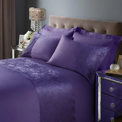The Range Band Crushed Velvet Duvet Cover Sets - Aubergine Purple / Superking / 2x pillowcase
