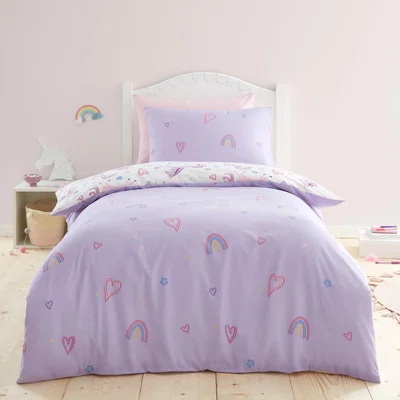 The Range Rainbow Unicorn Purple Duvet Set - Purple