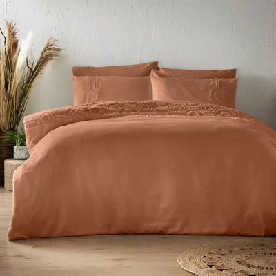 The Range Tufted Panel Easycare Duvet Set - Orange / 0.75kg / 1 Pillowcase