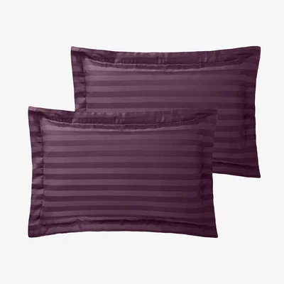 The Range 250TC Duvet Cover Sets Sateen Stripe and Pillowcases - Plum