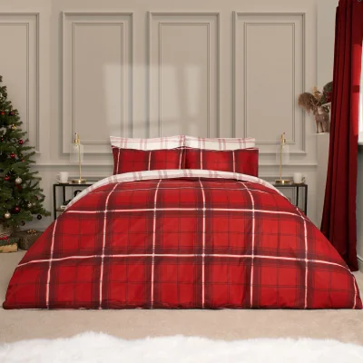 The Range Christmas Check Duvet Cover Set - Red