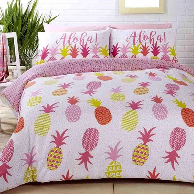 The Range Pineapples Polycotton Reversible Duvet Set With Pillowcase - Multicolor / King