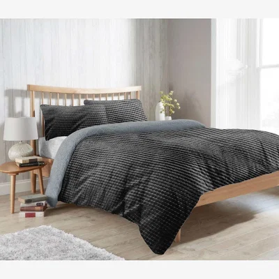 The Range Maine Check Fluffy Fleece Duvet Set - Grey / Double