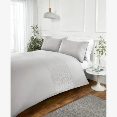 The Range Nova Pinsonic Polyester Luxury Duvet Cover Set with Pillowcase - Grey / King
