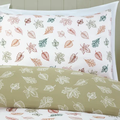 The Range Falling Leaves Duvet Set - Green / King