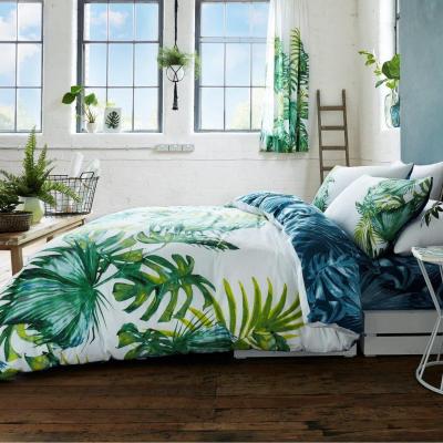 The Range Printed Polycotton Leaf Duvet Cover With Pillowcases - Multi
