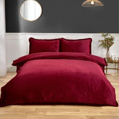The Range Selena Velvet Duvet Set - Mulberry / Double