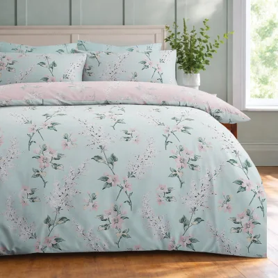 The Range Soft Easy Care Bedding with Pink Blossom Print - Pink