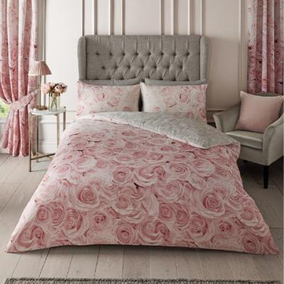The Range Luxury Reversible Polycotton Bellerose Duvet Cover and Pillowcase Set - Pink / Single