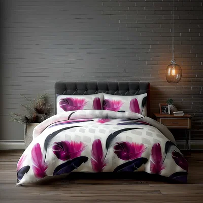 The Range Duvet Cover And Pillowcase Set White Leaf Print Design Polycotton Bed Linen - White / Single