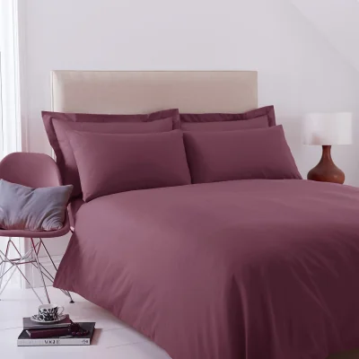 The Range Charlotte Thomas Poetry Plain Dyed Duvet Cover Set - Aubergine / Single / 1 Duvet cover and 1 Housewife pillowcases