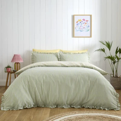 The Range Felicity Frill Duvet Set - Green / Single