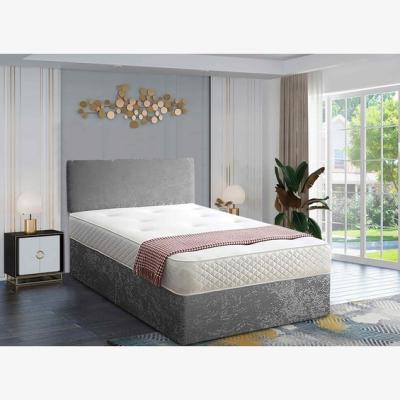 The Range Loria Divan Bed Set with Headboard and Mattress - Chenille Fabric, Non Storage - Silver / Small Single