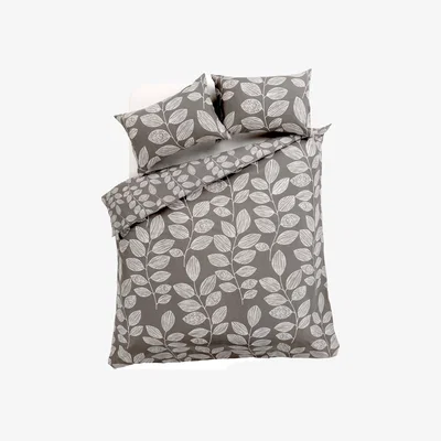The Range Leaves Duvet Set - Grey / Superking