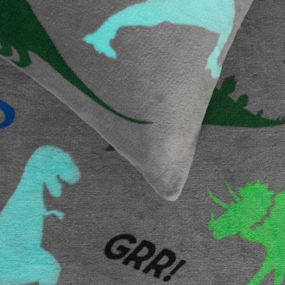 The Range OHS Dino Print Fleece Duvet Set - Grey / Single