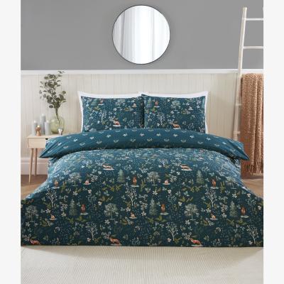 The Range Snowy Forest Duvet Cover and Pillowcase Set - Emerald Green / King