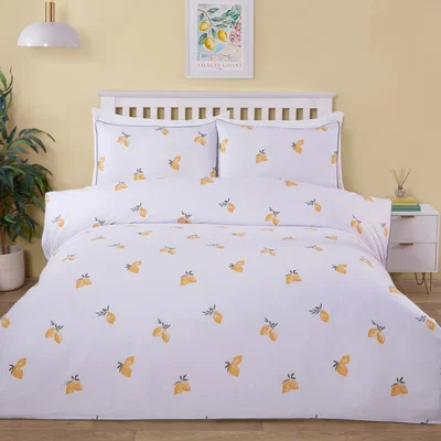 The Range Positano Waffle Duvet Set - White and Yellow / Double
