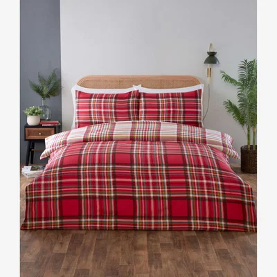 The Range Cameron Checks Reversible Microfibre Complete Duvet Cover Set with Fitted Sheet - Multicolor / Single
