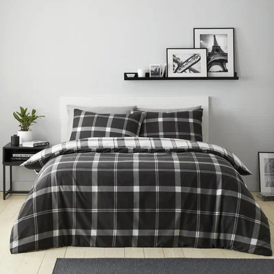 The Range Brodie Check Duvet Set - Black and White / Double