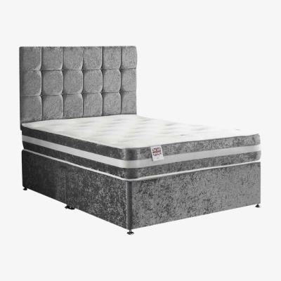 The Range Delia Divan Bed Set with Headboard and Mattress - Chenille Fabric, Non Storage - Silver / Single