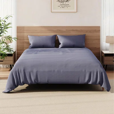 The Range Queen Size Duvet Cover and Flat Sheet Set with 2 Pillowcases - Silver-Grey