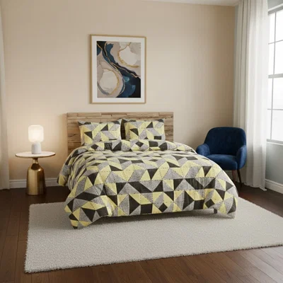 The Range Geometric Print Duvet Set Trendy Minimalist Bedding for Modern Homes - Grey / Superking