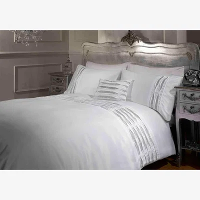 The Range Crystal Diamante Duvet Cover Bedding Set - White