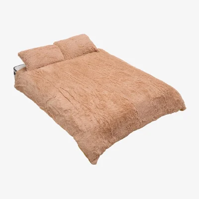The Range 3Pcs Camel Single Side Faux Mink Fleece Duvet Set - Camel / Single