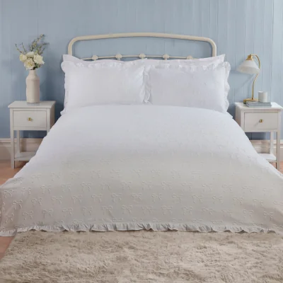 The Range Ellie Bow Ruffle Duvet Set - White / Double