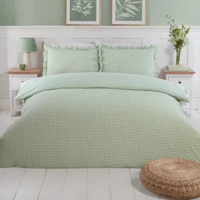 The Range Josette Frill Duvet Set - Green / Superking