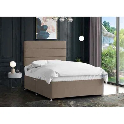 The Range Harmony Divan Bed Set with Tall Headboard Mattress-Plush, 2 Drawers Right Side - Red / Mink / Single