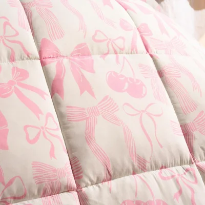 The Range OHS Bow Print Frill Edge Coverless 7.5 Tog Duvet Set - Pink / 56cm / 1.55kg