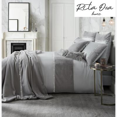 The Range Rita Ora Sylvie 200TC Diamante Trim Duvet Cover Bedding - Silver