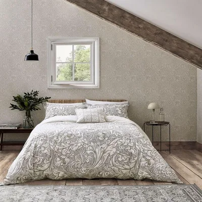 The Rug Seller Pure Bachelors Bedding and Pillowcase By Morris & Co in Stone Linen