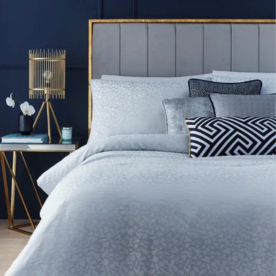The Rug Seller Topaz Geometric Jacquard Bedding By Tess Daly in Silver