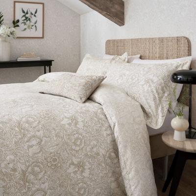 The Rug Seller Pure Poppy Bedding and Pillowcase By Morris & Co in Ecru Beige