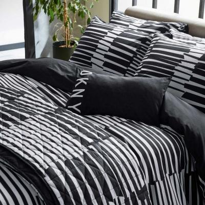 The Rug Seller Stick Stack Geometric Stripe Bedding by DKNY in Black