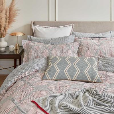 The Rug Seller Senko Geometric Stripe Cotton Bamboo Bedding in Sienna Brown