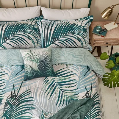 The Rug Seller Palm Leaf Bedding by Clarissa Hulse in Forest Green