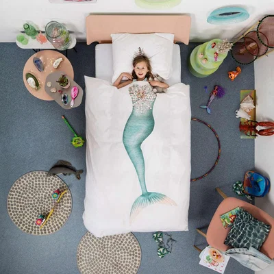 The Rug Seller Mermaid Jewelled Starfish Cotton Bedding in White
