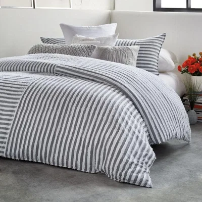 The Rug Seller Clipped Square Cotton Bedding by DKNY in Grey