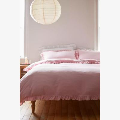 Urban Outfitters Washed Pink Ruffle Duvet Set - Pink KING at Urban Outfitters