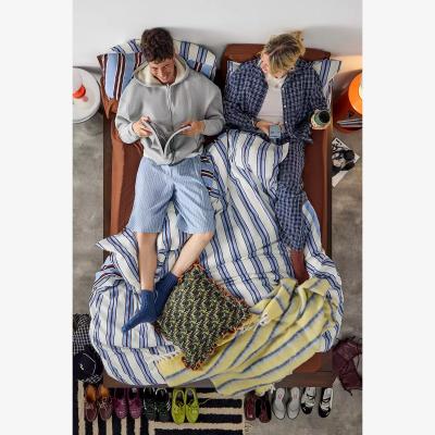 Urban Outfitters Contrast Stripe Duvet Set - Blue Single at Urban Outfitters