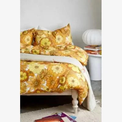 Urban Outfitters Vera Yellow Floral Duvet Set - Sun Yellow Double at Urban Outfitters