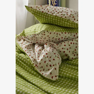 Urban Outfitters Rose & Gingham Reversible Duvet Set Double at Urban Outfitters