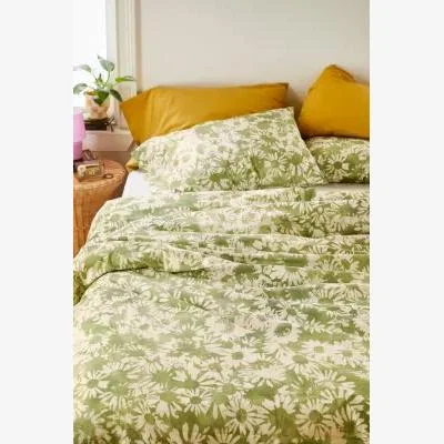 Urban Outfitters Green Daisy Duvet Set - Green DOUBLE at Urban Outfitters