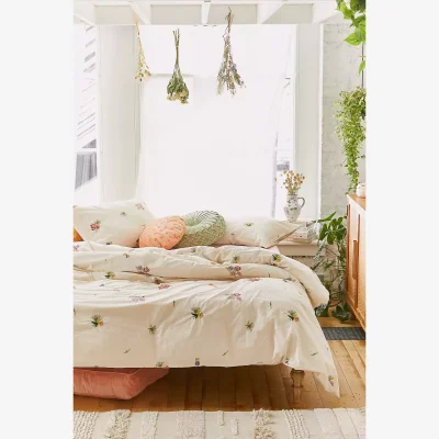 Urban Outfitters Georgine Embroidered Floral Duvet Cover Set - White ALL at Urban Outfitters
