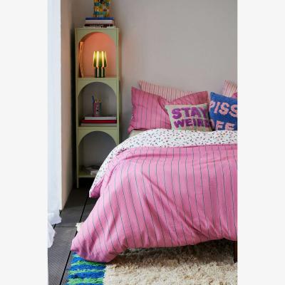 Urban Outfitters Pink & Green Stripe Reversible Duvet Set Single at Urban Outfitters