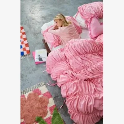 Urban Outfitters Bright Pink Cinched Duvet Set - Pink King at Urban Outfitters