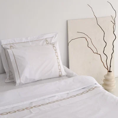 Wolf & Badger Neutrals Chain Bedding Set | Uk King | Km Home Collection